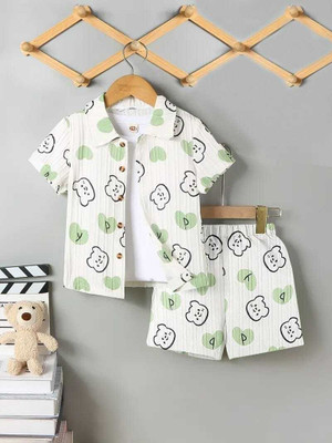 SwaraCreation Baby Boys Casual Shirt Shorts(White)