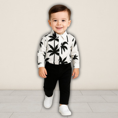 menvy Baby Boys Party(Festive) Shirt Pant(WHITE FLOWSOME PATTERN)