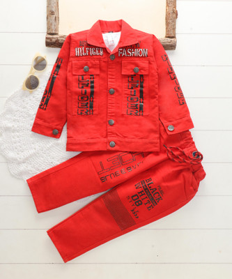 Shirazi Kids Boys Casual Jacket Jeans(RED)