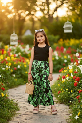 Amreliya Style Girls Casual T-shirt Pyjama(GREEN)