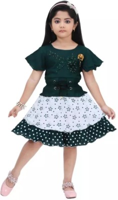 Stylish Collection Baby Girls Party(Festive) Top Skirt(Green)