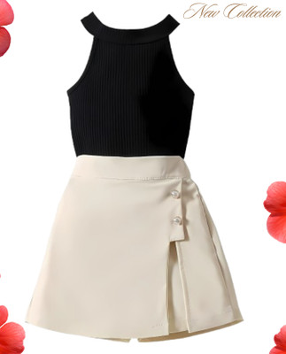 MENVVY FAB Baby Girls Party(Festive) Top Shorts(BLACK)