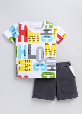 CUTOPIES Boys Casual T-shirt Shorts(OFF WHITE)