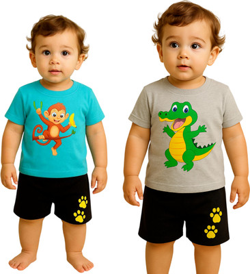 SEGRO Baby Boys & Baby Girls Casual T-shirt Shorts(MINT, GREY)