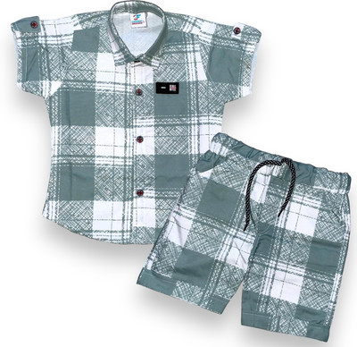 Fluemart Baby Boys Casual Shirt Pant(Firozi)