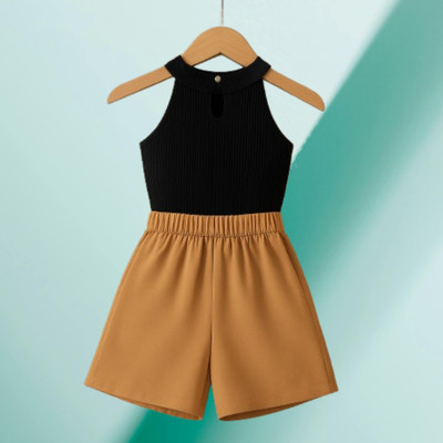 RIYANSHI Girls Casual Top Skirt(Black, Brown)