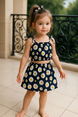 Varni Fashion Girls Casual Top Skirt(Black)