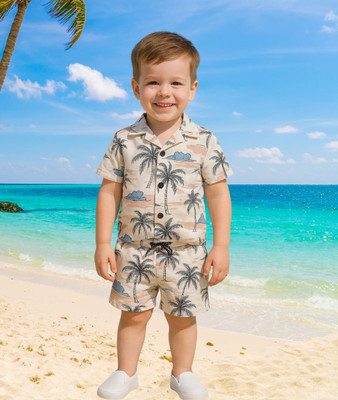 FASHION GRAB Boys Casual Shorts Shirt(Blue)