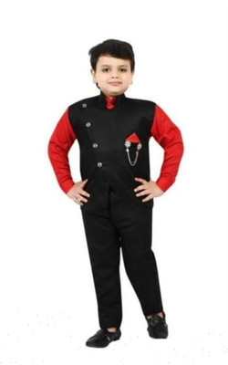 AANYACOLLECTION Boys Festive & Party Shirt, Waistcoat and Pant Set(Multicolor Pack of 3)