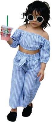 AKD FASHION Baby Girls Party(Festive) Top Pant(Blue)