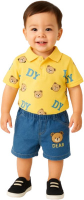 MiniMighty Baby Boys Casual T-shirt Shorts(yellow)