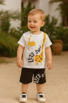 Cutevibe Baby Boys & Baby Girls Casual T-shirt Shorts(WHITE)