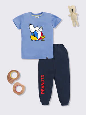 YK X Minute Mirth Boys & Girls Pluto Casual T-shirt Pant(Blue)
