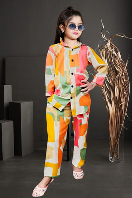 LAXNEEP Girls Party(Festive) Shirt Pant(Yellow)