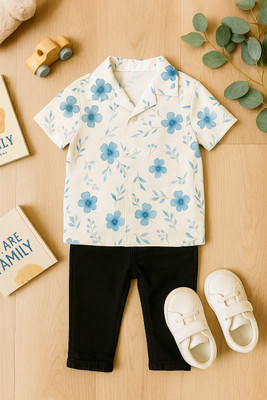 SitleVerona Baby Boys & Baby Girls Casual Shirt Pant(Sky)