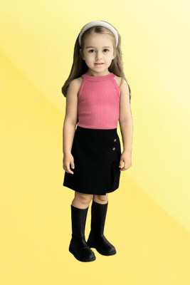 Riyanshi Collect Girls Casual Top Shorts(Pink, Black)