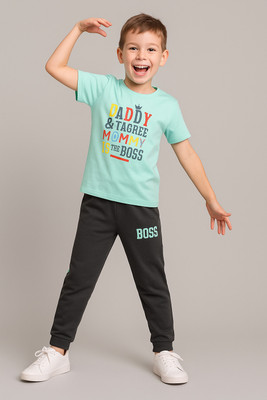 Todd N Teen Boys Casual T-shirt Track Pants(seagreen)