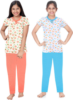 Bharathi Devi Girls Casual T-shirt Pant(COMBO2)