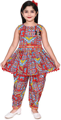 M Textile Girls Party(Festive) Top Pyjama(red)