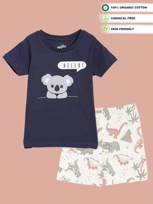 Broon Baby Boys Casual T-shirt Shorts(Navy and White)