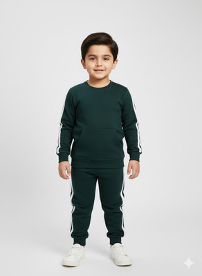 Chandrika Boys Casual T-shirt Track Pants(BOTTLEGREEN)