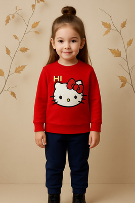 psv fashion Boys & Girls Casual Sweatshirt Pant(Red)