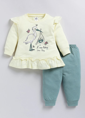 TINY BINY Girls Casual Top Pant(Lemon)