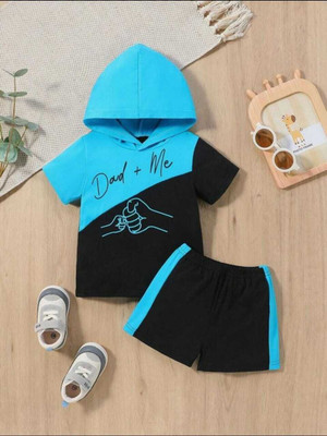 MUSNAHGARMENTS Baby Boys & Baby Girls Casual T-shirt Shorts(BULE AND BLACK)