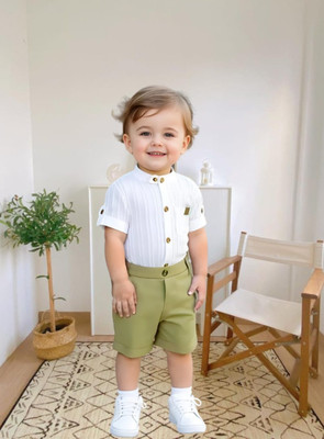 RIYANSHI Boys Casual Shirt Pant(Green)