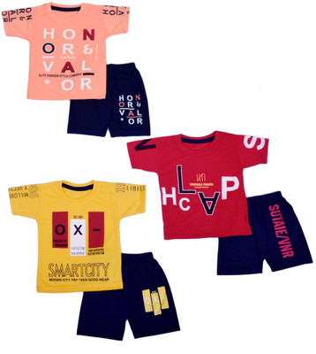 DIAMOND EXPORTER Baby Boys Casual T-shirt Capri(MULTICOLOR)