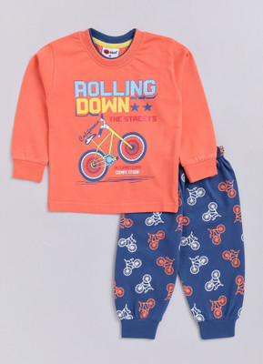 Mars Infiniti Boys Casual T-shirt Track Pants(Orange)