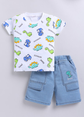 ZADMUS Baby Boys Dinosaur Party(Festive) T-shirt Shorts(White)
