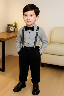 Bleckz Someck Boys Party(Festive) Shirt Pant(Grey)