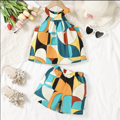 Tiny Hoomans Baby Girls Casual Top Shorts(MUTLICOLOR)