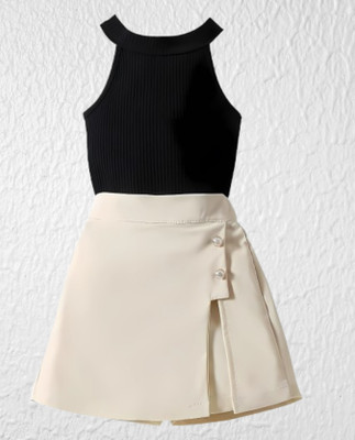 MENVVY FAB Baby Girls Party(Festive) Top Shorts(BLACK)