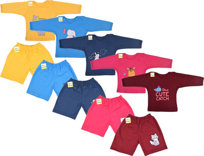 Kwitchy Baby Boys & Baby Girls Casual T-shirt Shorts(Multicolor)