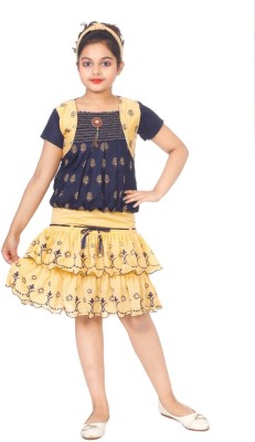 ADSK FASHION Girls Party(Festive) Top Skirt(BLUE)