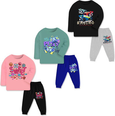 Lavi-Tavi Baby Boys & Baby Girls Casual T-shirt Pyjama(Combo 3)