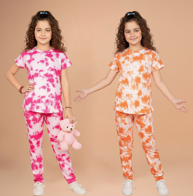 NVELIS Girls Casual T-shirt Pyjama(Multicolor 16)