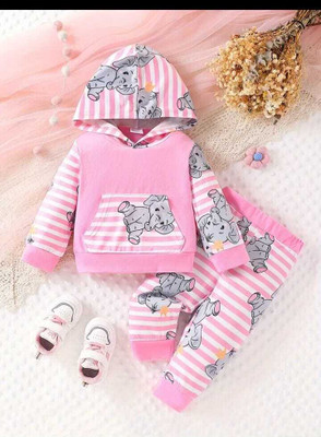 ENCASH FASHION Baby Boys & Baby Girls Casual T-shirt Trouser(PINK)