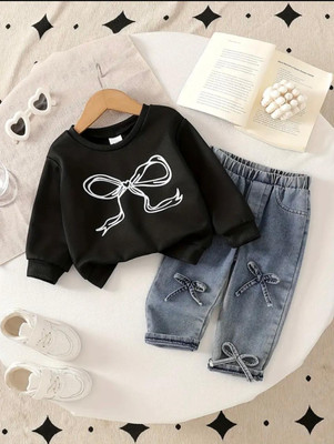 Complete Outfits Baby Girls Casual Sweatshirt Sweatpant(BLACK)