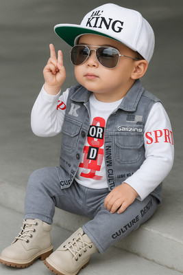 Shirazi Kids Boys Casual Jacket Jeans(GREY)