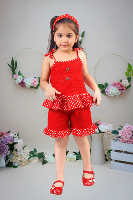 ULTRA TREND Girls Party(Festive) Top Pant(RED)