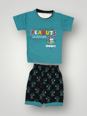 THE UMADS Baby Boys & Baby Girls Casual T-shirt Shorts(Teal & Black)