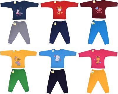 Kwitchy Baby Boys & Baby Girls Casual T-shirt Pyjama(Multicolor)