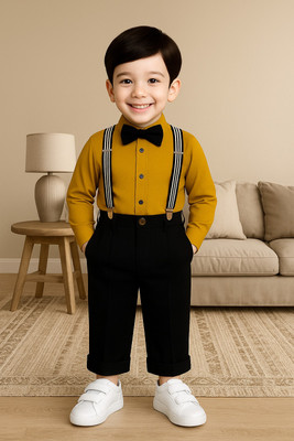 Bleckz Someck Boys Party(Festive) Shirt Pant(Yellow)