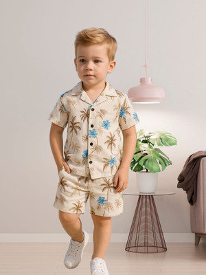 FASHION GRAB Baby Boys Casual Shirt Shorts(BLUE)