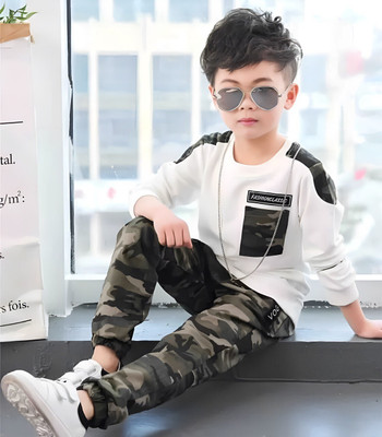Glam elegance Boys Party(Festive) T-shirt Trouser(WHITE)