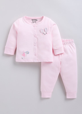 Smart Baby Baby Girls Casual T-shirt Pyjama(Pink)