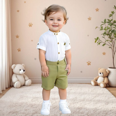 menvy Baby Boys Casual Shirt Shorts(Green)